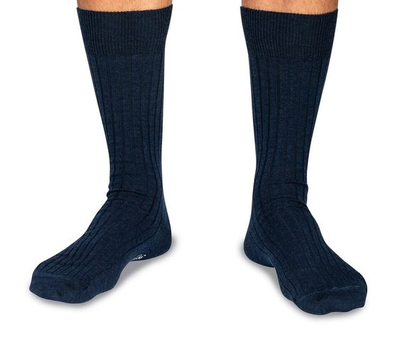 Mid-Calf Merino Wool - Solid, Ribbed, Navy