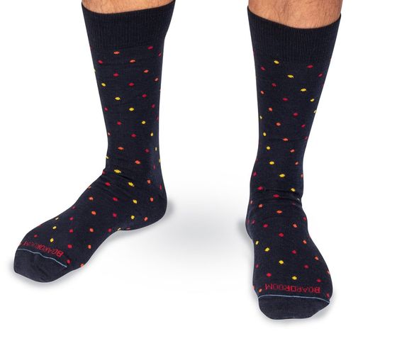 Mid-Calf, Navy w/ Tri-Color Dots